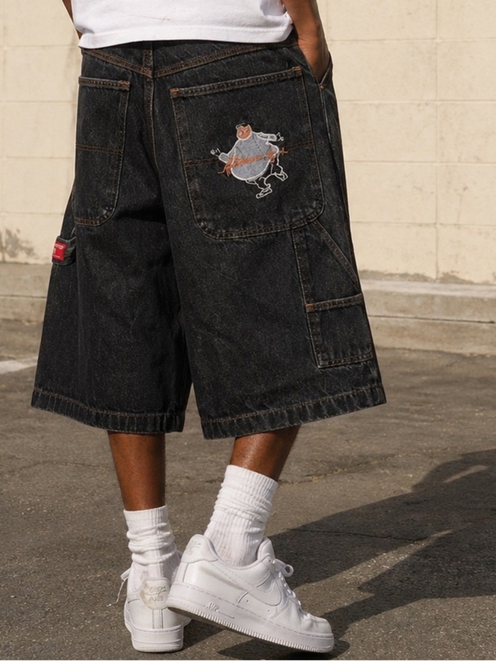 PLATINUM FUBU Denim Carpenter Shorts Made in USA fat Albert Logo Y2K 32